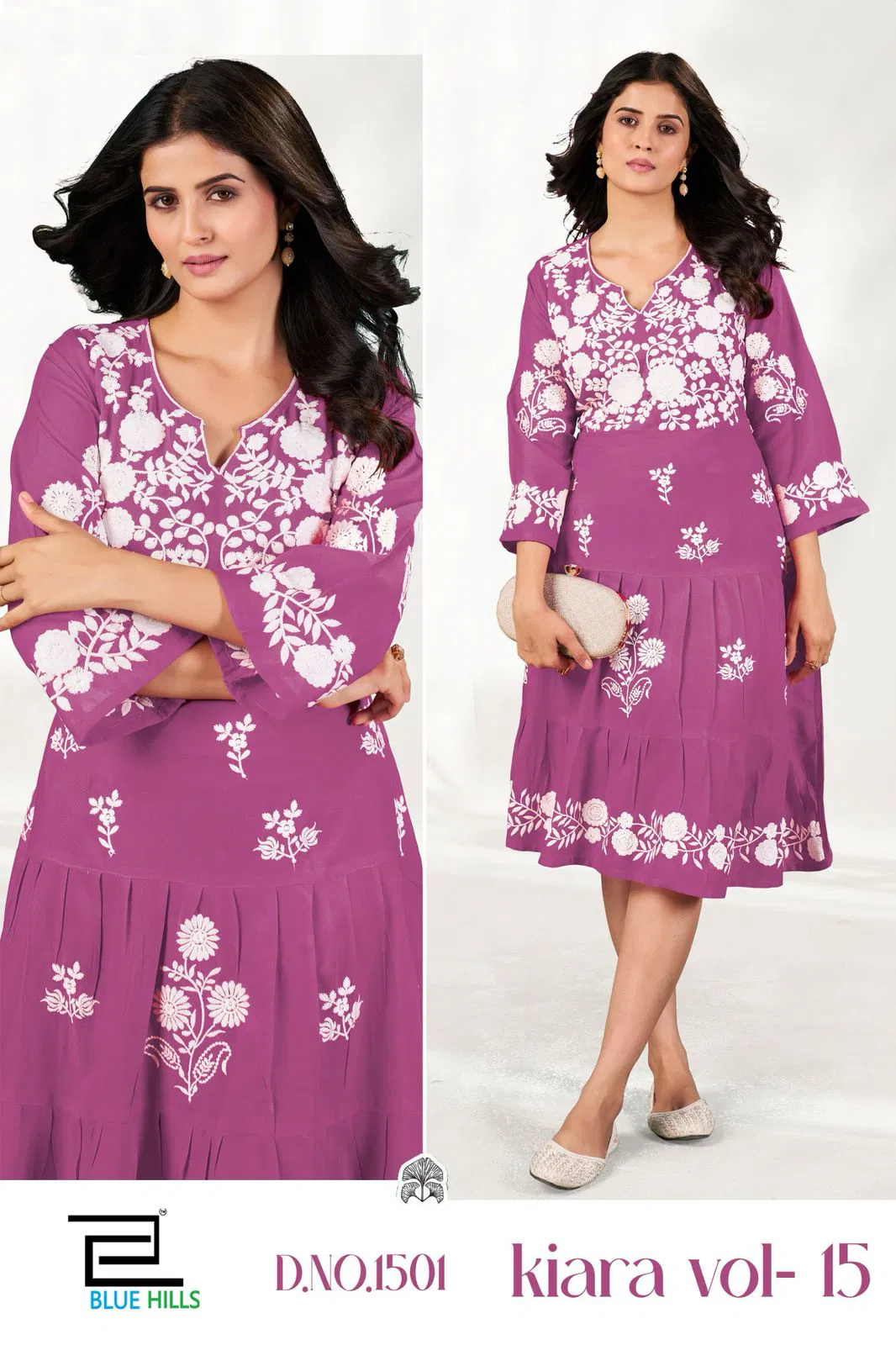 Kiara Vol 15 By Blue Hills Rayon Lucknavi Kurtis Exporters In India